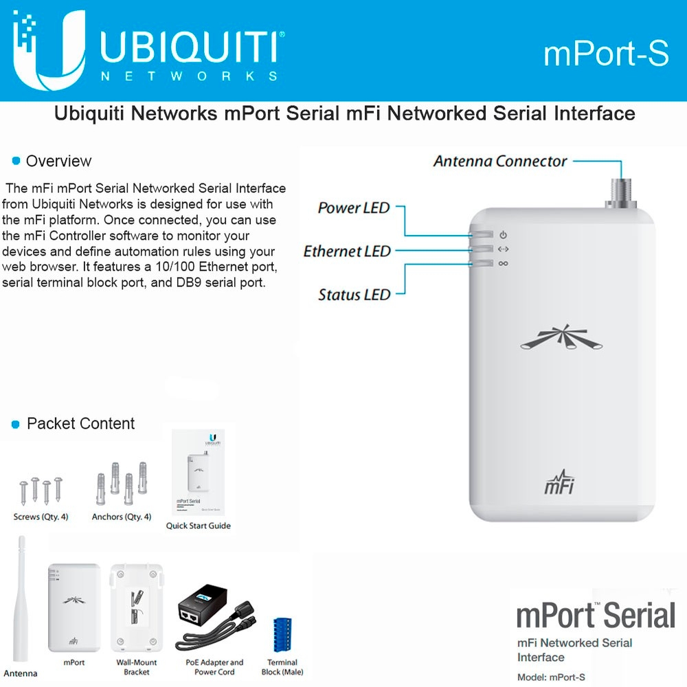 Ubiquiti mPort-S mPort Serial mFi Controller software monitor devices ...