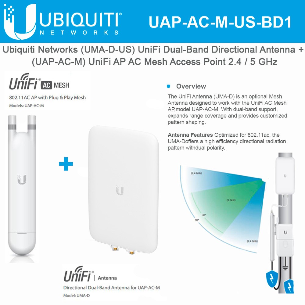 Ubiquiti Networks UniFi AP Mesh UAP-AC-M-US Dual-Band Access Point with ...