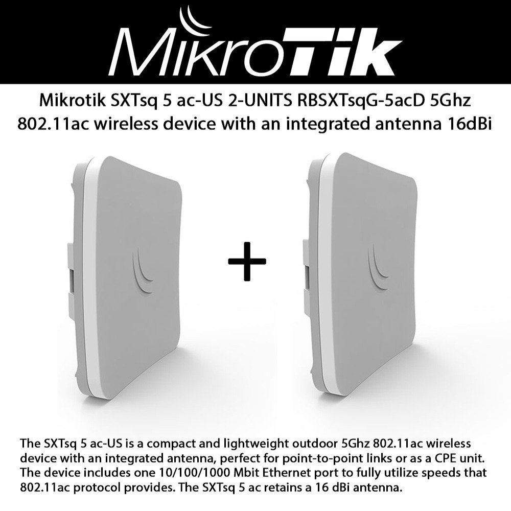 Mikrotik 2 Units Sxtsq 5 Ac Outdoor Cpe Backbone Us Version Rbsxtsqg