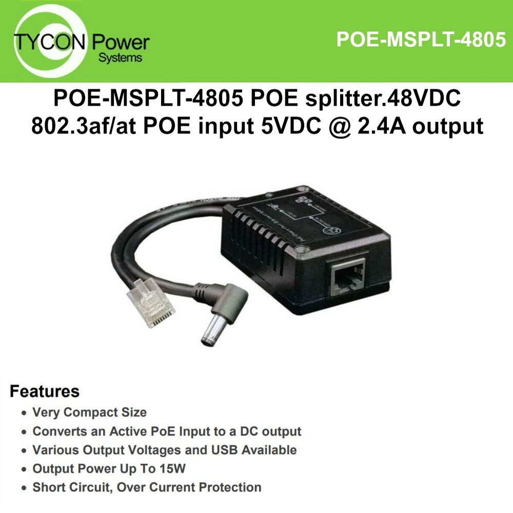 Tycon Power POE-MSPLT-4805 | PoE Splitter, 48V 802.3at or Passive PoE ...